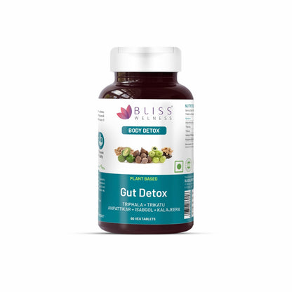 Bliss Welness DetoxBliss Gut Detox Tablet Health Cleanse Purify | Probiotics Trikatu Triphala Avipattikar | Stomach Health Digestion Metabolism Toxin Removal Acidity Gas Control Herbal Supplement