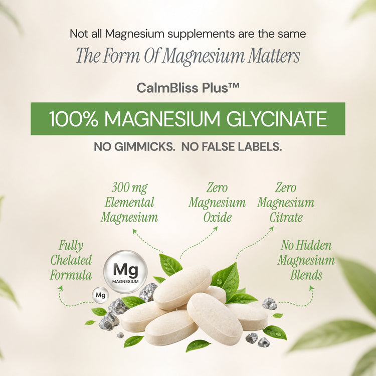 CalmBliss Plus 100% Magnesium Glycinate supplements, vegetarian magnesium tablets