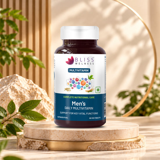 Bliss Welness VitaBliss Men’s Daily Multivitamins & Herbs For Men| With Vitamin A C D E K B | Supports Prostate, Bone, Heart & Mental Health, Maintains Vitality & Male Health- 60 Veg Tablets