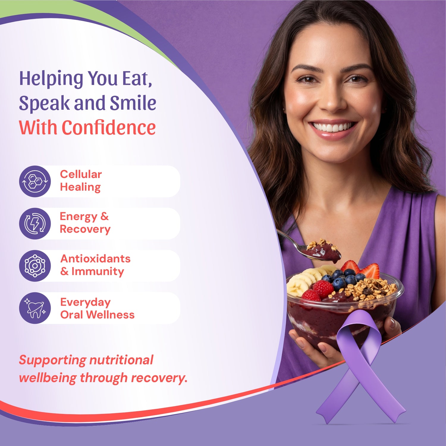  alongside text about cellular healing, energy and recovery, antioxidants and immunity, and everyday oral wellness