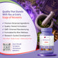 A supplement bottle labeled Bliss Wellness OncoBliss ORAL Herbal Cancer Care, shown on a purple promotional graphic with botanical ingredients, a mortar and pestle, and marketing text.