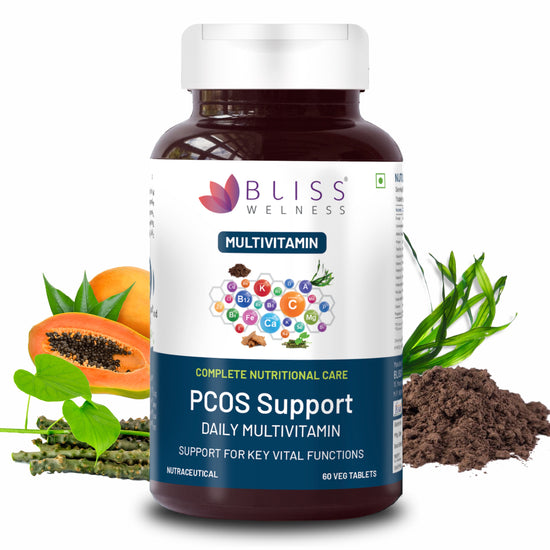 Bliss Welness VitaBliss Women’s PCOS Multivitamin| With Vitamin A C D E B6 B12 Calcium, Magnesium, Omega-3 DHA, Alpha Lipoic Acid, Manjistha, Giloy for Menstruation Regulation, Hunger Management, Manages Mood & Hormonal Health- 60 Veg Tablets