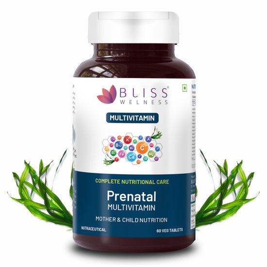 Bliss Welness VitaBliss Women’s Prenatal Multivitamin| With Vitamin A C D E K B1 B2 B3 B6 B12B5,Calcium,Magnesium,Zinc,Biotin, DHA| For Supporting Fetal Brain Development , Energy Improvement, Supports Healthy Red Blood Cells- 60 Veg Tablets
