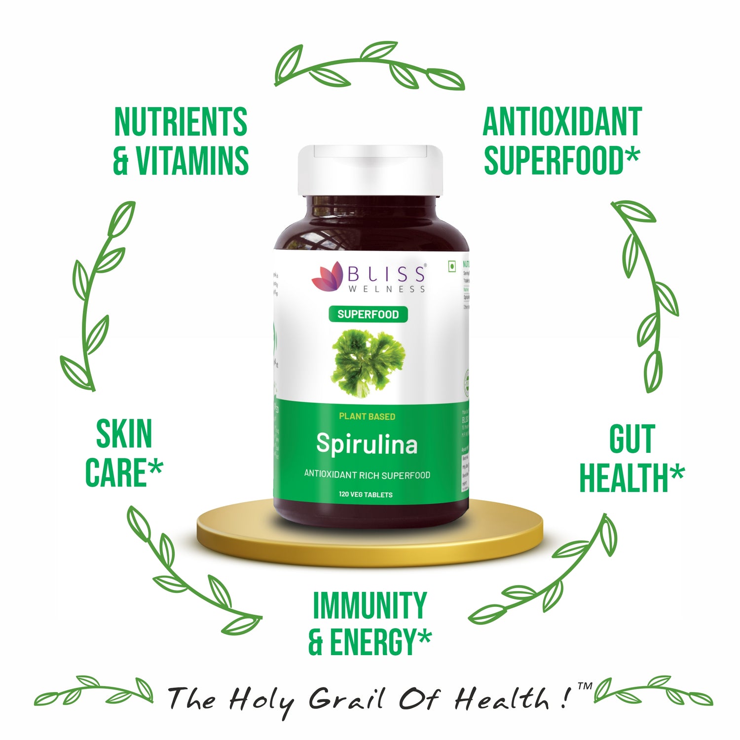 spirulina powder capsule tablet organic superfood nutridense immunity detox antioxidant health supplement