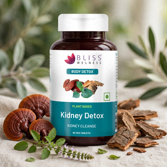 Bliss Welness DetoxBliss Kidney Detox Cleanse Purifier | Gokhru Patharchata Ganoderma | Urinary Tract Infection (UTI) Kidney Stone Dissolution Herbal Supplement - 60 Vegetarian Tablets