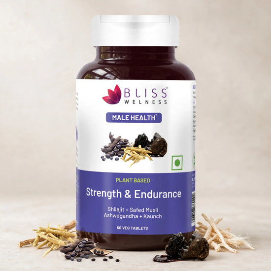 Bliss Welness JoshBliss Gold Stamina Energy Boost | Pure Shilajit Ashwagandha Kaunch Safed Musli Akharkhara Extract with BioPiperine | Improves Endurance Vitality | Men Health Supplement - 60 Vegetarian Tablets