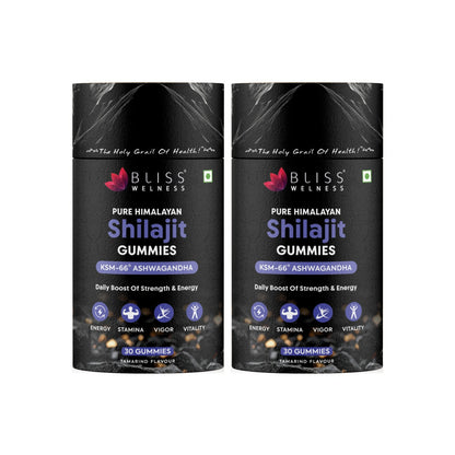 Bliss Welness Pure Himalayan Shilajit/Shilajeet Gummies with 70% Fulvic Acid & KSM 66 Ashwagandha | Boost Energy, Stamina, Muscle Strength, Cognitive Function & Immunity |30 Gummies (Tamarind Flavour))