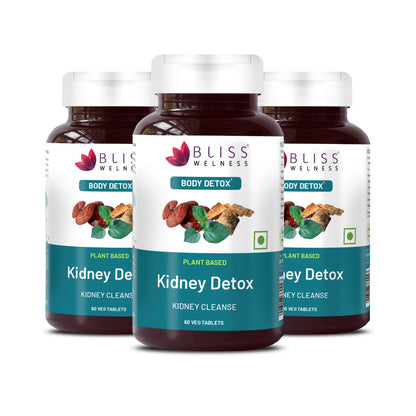 Bliss Welness DetoxBliss Kidney Detox Cleanse Purifier | Gokhru Patharchata Ganoderma | Urinary Tract Infection (UTI) Kidney Stone Dissolution Herbal Supplement - 60 Vegetarian Tablets