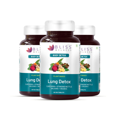 Pack of three of Bliss Wellness Lung Detox supplement 
