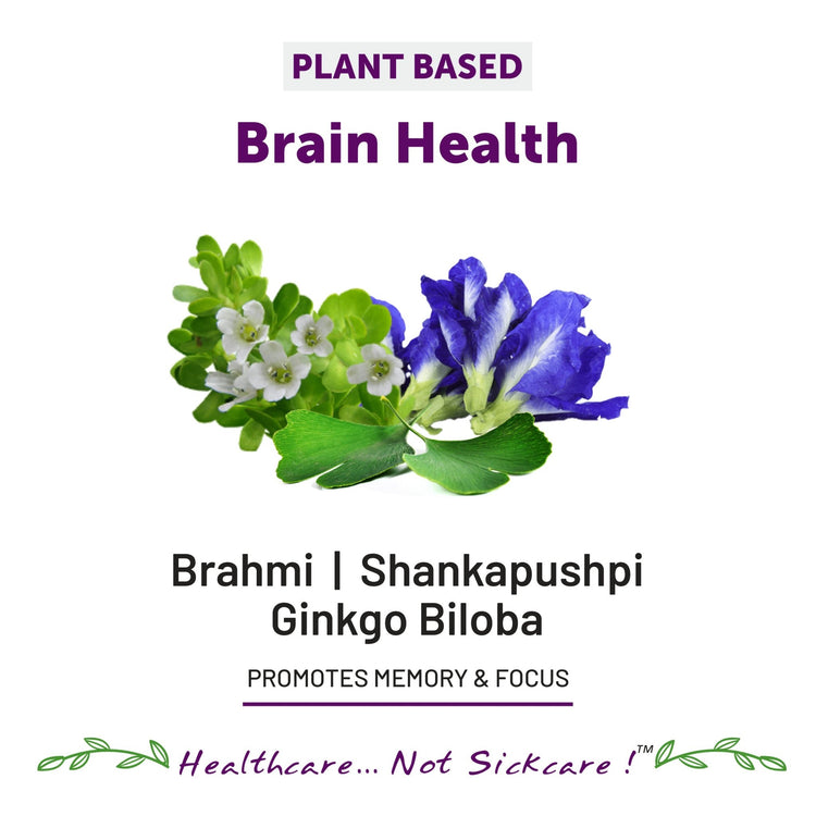 Bliss Welness BrainBliss health tablet for Memory Focus Mood | Brahmi Shankpushpi Ginkgo Biloba & Piperine | Cognitive Development Alertness Anti Anxiety Supplement - 60 Veg Tablets - Bliss Welness
