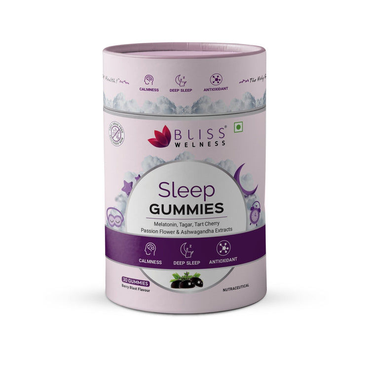 Bliss Welness CalmBliss Sleep Gummies For Better Sleep Cycle | With Melatonin 5 mg | For Men & Woman 30 Veg Gummies ( Berry Blast Flavor) - Bliss Welness