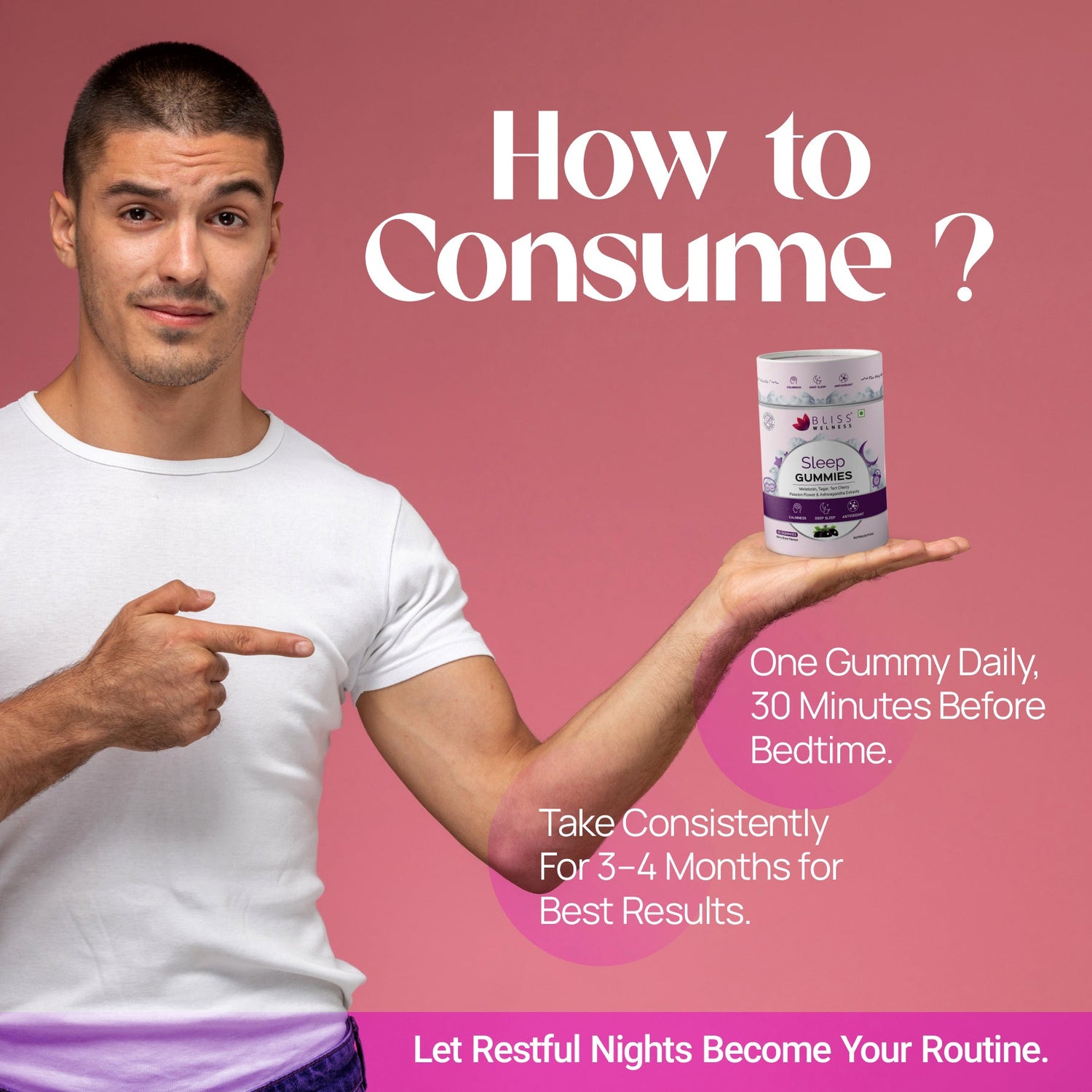 Bliss Welness CalmBliss Sleep Gummies For Better Sleep Cycle | With Melatonin 5 mg | For Men & Woman 30 Veg Gummies ( Berry Blast Flavor) - Bliss Welness