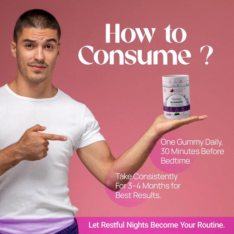 Bliss Welness CalmBliss Sleep Gummies For Better Sleep Cycle | With Melatonin 5 mg | For Men & Woman 30 Veg Gummies ( Berry Blast Flavor) - Bliss Welness