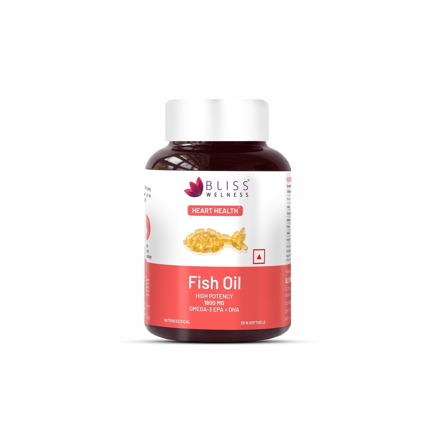 Bliss Welness CardioBliss Absolute Fish Oil Triple 3X Strength 2500mg | 1100mg EPA 700mg DHA 200mg - 30 Softgel Caps - Bliss Welness