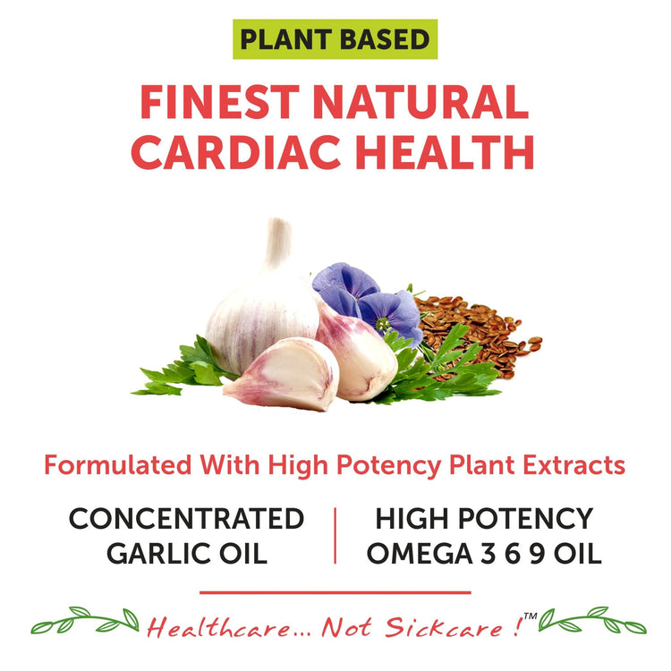 Bliss Welness CardioBliss Natural Cholesterol Management Immunity Boost | Garlic Oil + Omega 3 6 9 Oil | Heart & Weight Management Detox Antioxidant Supplement - 60 Softgel Capsules - Bliss Welness