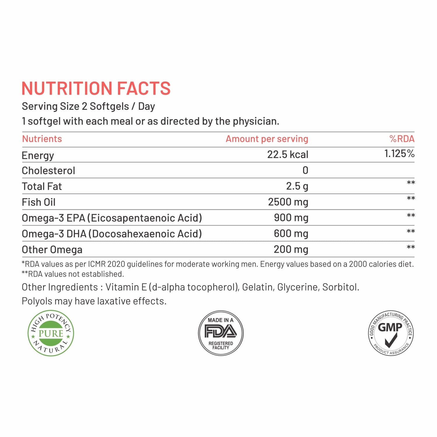 Bliss Welness CardioBliss Ultra Fish Oil Strength 2500 Mg | 900mg EPA 600mg DHA 200mg other Omega 3 6 9 Fatty Acid | Cold Pressed Molecular Distilled for Men Women | Heart Eye Brain Joint Health Muscle Build Health Supplement - 60 Softgel Capsules - Bliss Welness