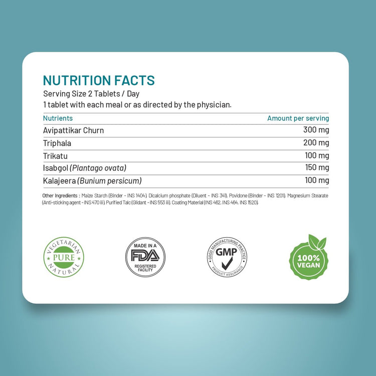 Bliss Welness DetoxBliss Gut Detox Tablet Health Cleanse Purify | Probiotics Trikatu Triphala Avipattikar | Stomach Health Digestion Metabolism Toxin Removal Acidity Gas Control Herbal Supplement - Bliss Welness