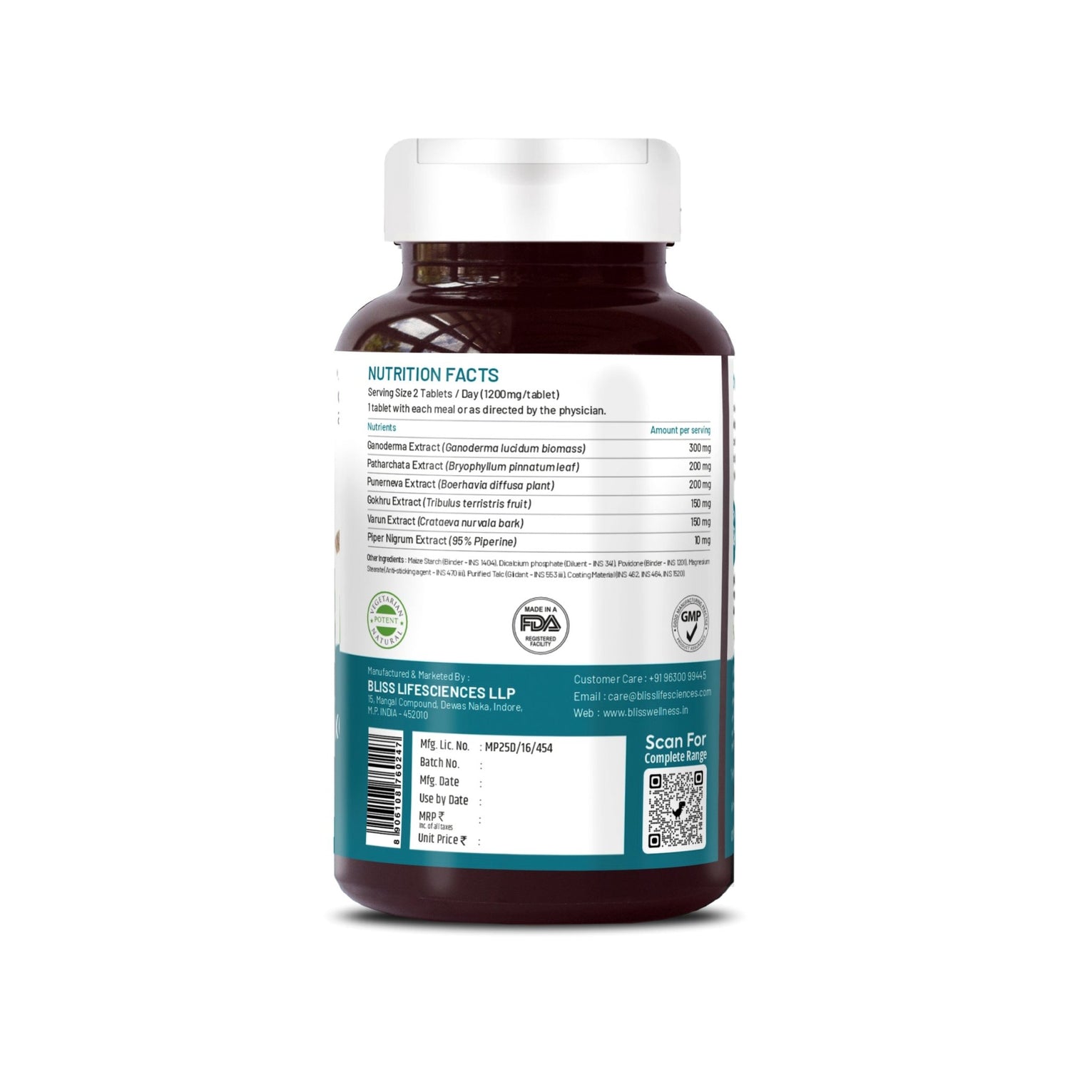 Bliss Welness DetoxBliss Kidney Detox Cleanse Purifier | Gokhru Patharchata Ganoderma | Urinary Tract Infection (UTI) Kidney Stone Dissolution Herbal Supplement - 60 Vegetarian Tablets - Bliss Welness