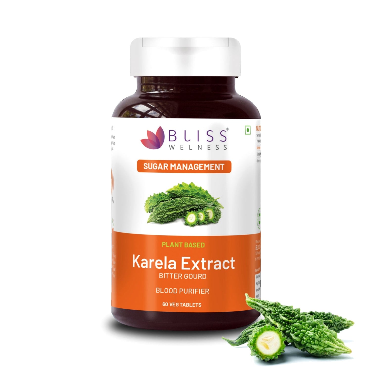 Bliss Welness GlucoBliss Gold Blood Purifier Skin Glow | Pure Karela Extract (Bitter Melon) 1000 mg | Metabolic Wellness Blood Sugar Management Ayurvedic Health Supplement - 60 Veg Tablets - Bliss Welness