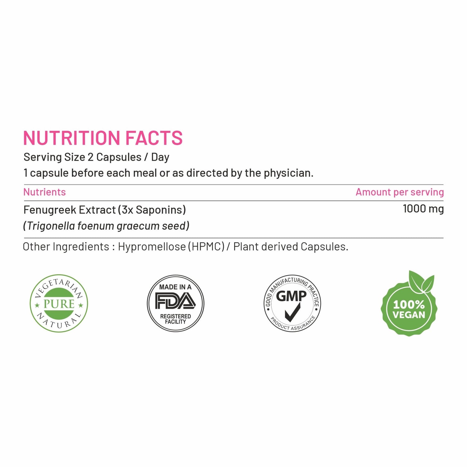 Bliss Welness GlucoBliss Natural Fenugreek Extract with 3x Saponins for Lactation Support, Hair, Blood, and Sugar Management Supplement - 60 Vegetarian Capsules - Bliss Welness