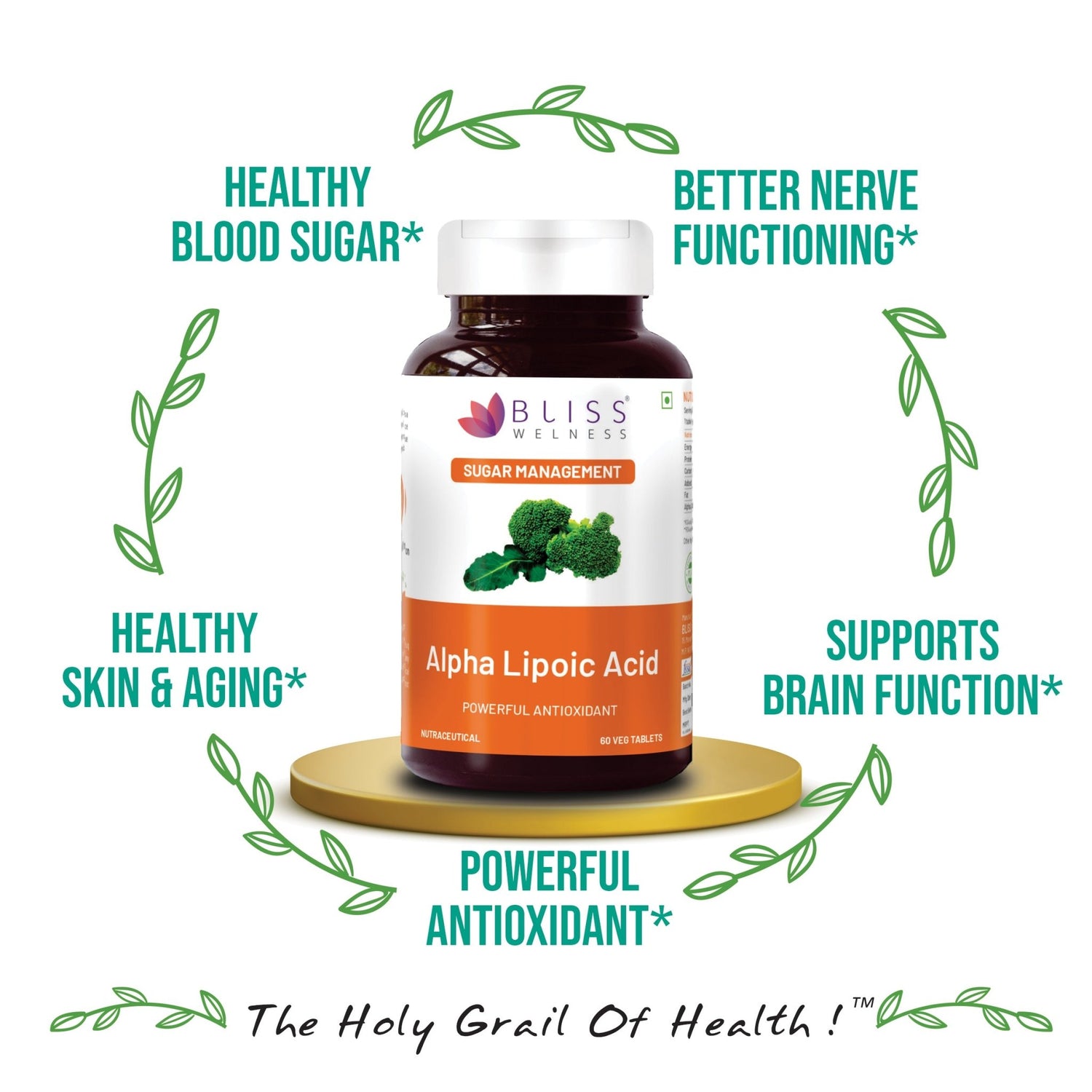 Bliss Welness GlucoBliss Ultra Liver Care Antioxidant | Alpha Lipoic Acid (ALA)| Energy Booster Healthy Sugar Management Supplement - Bliss Welness