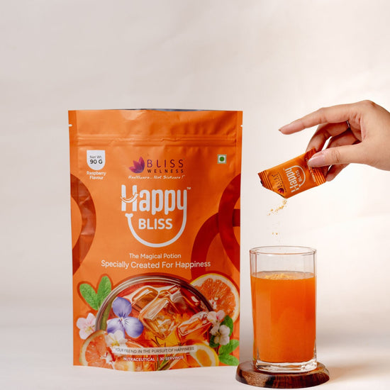 Bliss Welness Happy Bliss : Happiness, Anxiety & Stress Relief Supplement | Supports Calmness, Mood and Happy Hormones | Supports Balance of Cortisol, Dopamine, Endorphins, Serotonin & Oxytocin |Memory, Love & Cognition Support : 30 Servings - Bliss Welness