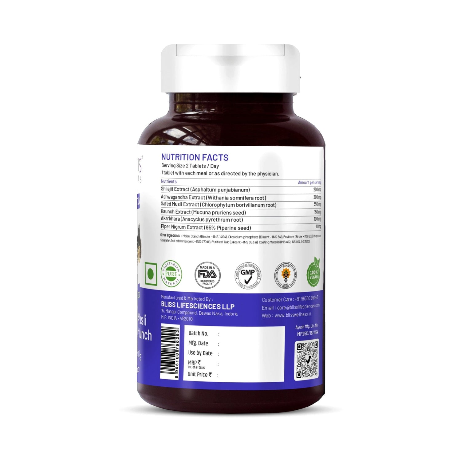 Bliss Welness JoshBliss Gold Stamina Energy Boost | Pure Shilajit Ashwagandha Kaunch Safed Musli Akharkhara Extract with BioPiperine | Improves Endurance Vitality | Men Health Supplement - 60 Vegetarian Tablets - Bliss Welness