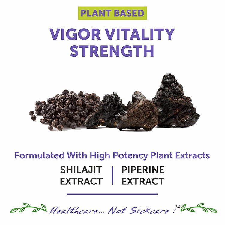 Bliss Welness JoshBliss Natural Strength Vitality Vigor | Pure Shilajit Extract (1000mg) | Enhanced Stamina & Endurance Ayurvedic Herbal Supplement - 60 Vegetarian Tablets - Bliss Welness
