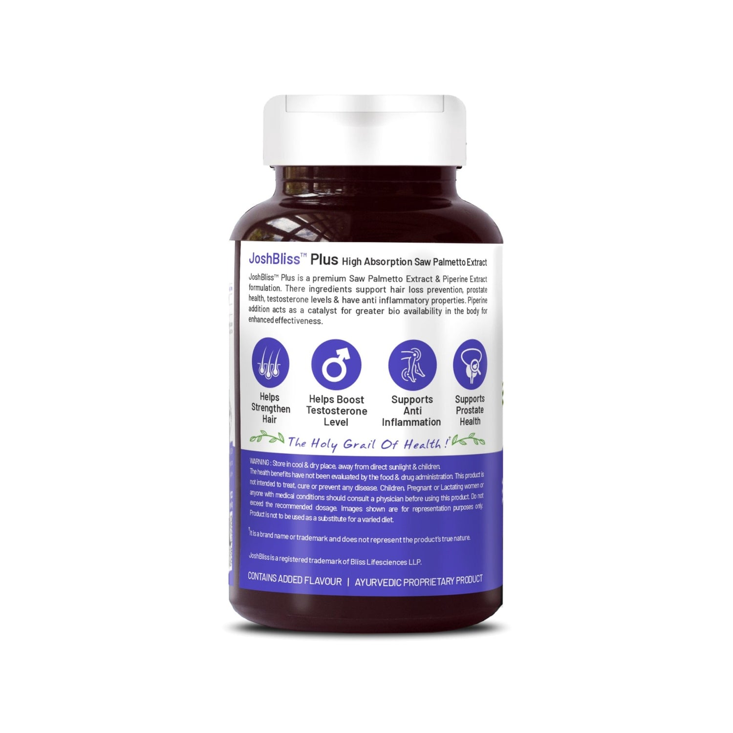 Bliss Welness JoshBliss Plus Prostate Health Healthy Hair Growth | Saw Palmetto Extract 800MG | Testosterone Booster Strong Hair Healthy Prostate Health Supplement - 60 Vegetarian Tablets - Bliss Welness