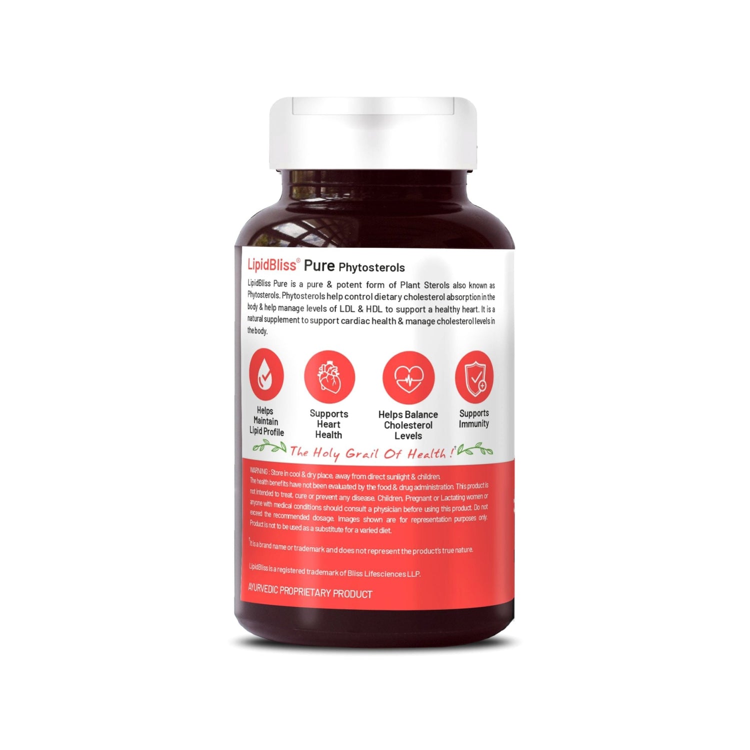 Bliss Welness LipidBliss Pure Cholesterol Management | Pure Phytosterol Plant Sterols 800mg | Lipid Levels Management & Heart Health Supplement - 60 Vegetarian Capsules - Bliss Welness