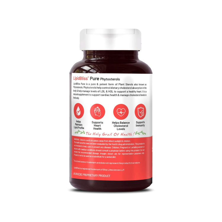 Bliss Welness LipidBliss Pure Cholesterol Management | Pure Phytosterol Plant Sterols 800mg | Lipid Levels Management & Heart Health Supplement - 60 Vegetarian Capsules - Bliss Welness
