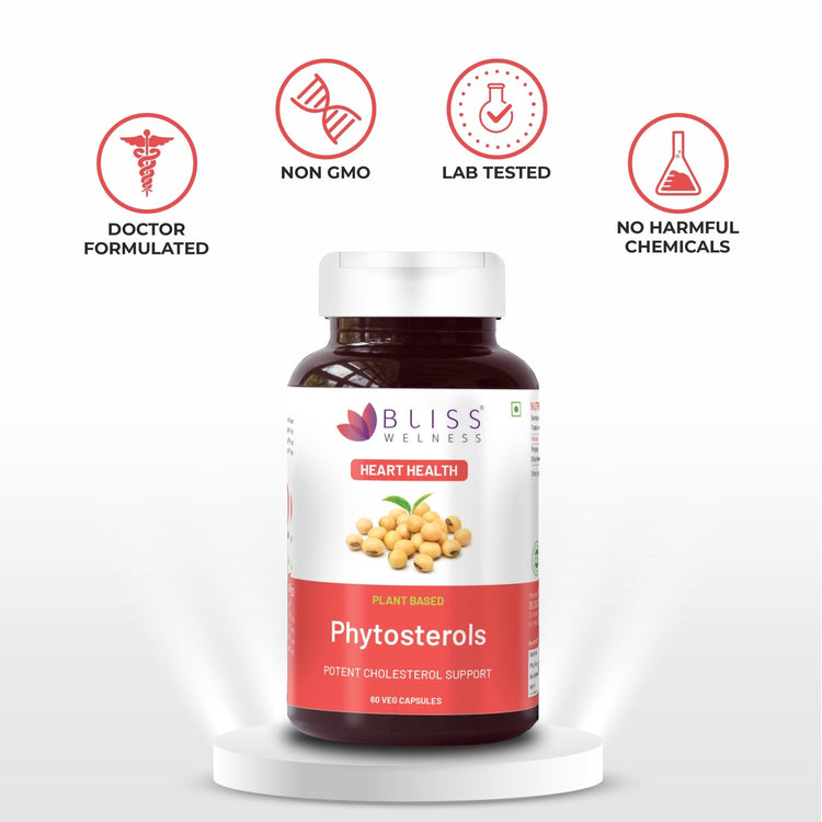 Bliss Welness LipidBliss Pure Cholesterol Management | Pure Phytosterol Plant Sterols 800mg | Lipid Levels Management & Heart Health Supplement - 60 Vegetarian Capsules - Bliss Welness