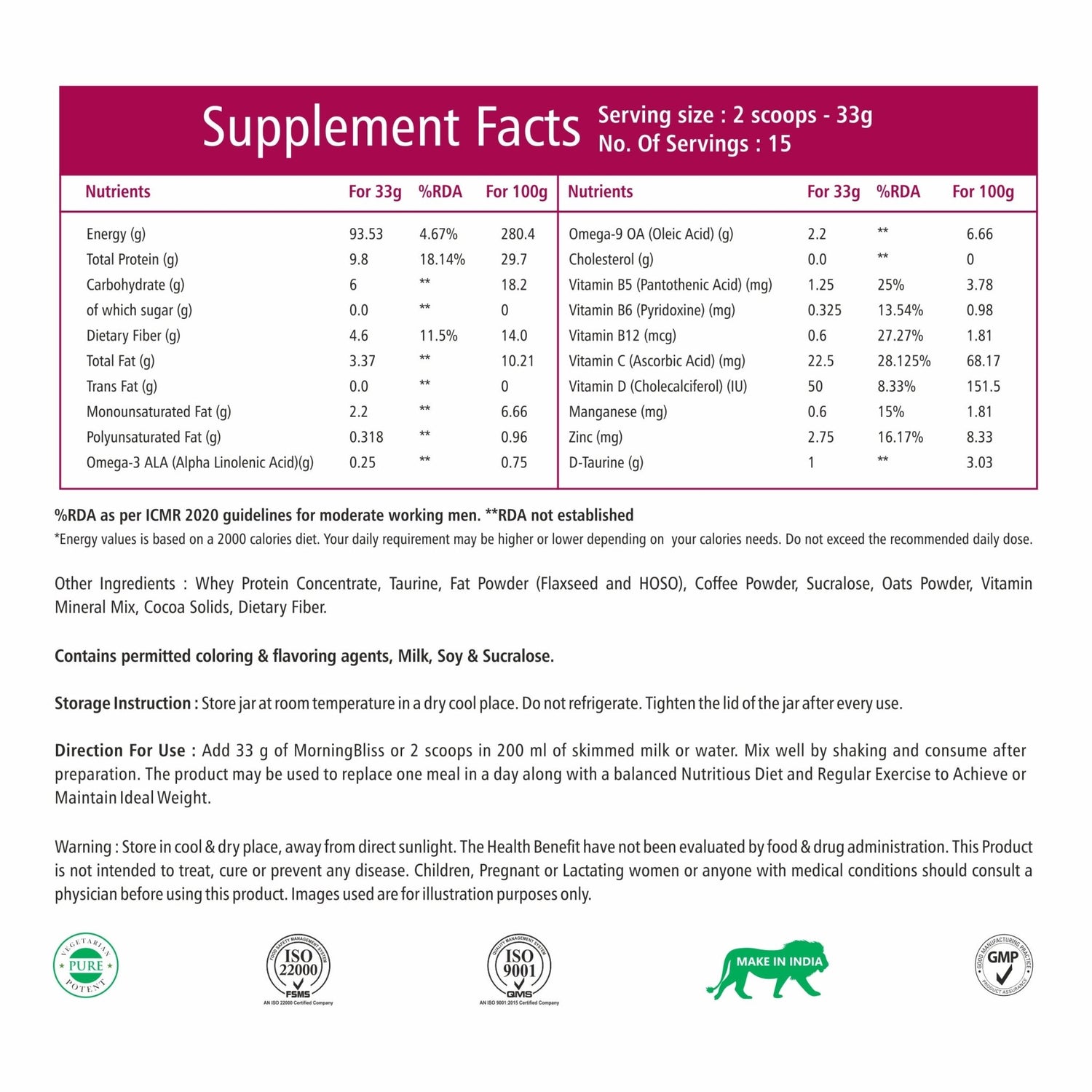Bliss Welness Morning Bliss Nutritional Breakfast Mix | For Instant Energy, Heart, Brain & Gut Health, Weight Management | Total Wellness Protein Rich Breakfast - 500GM - Bliss Welness