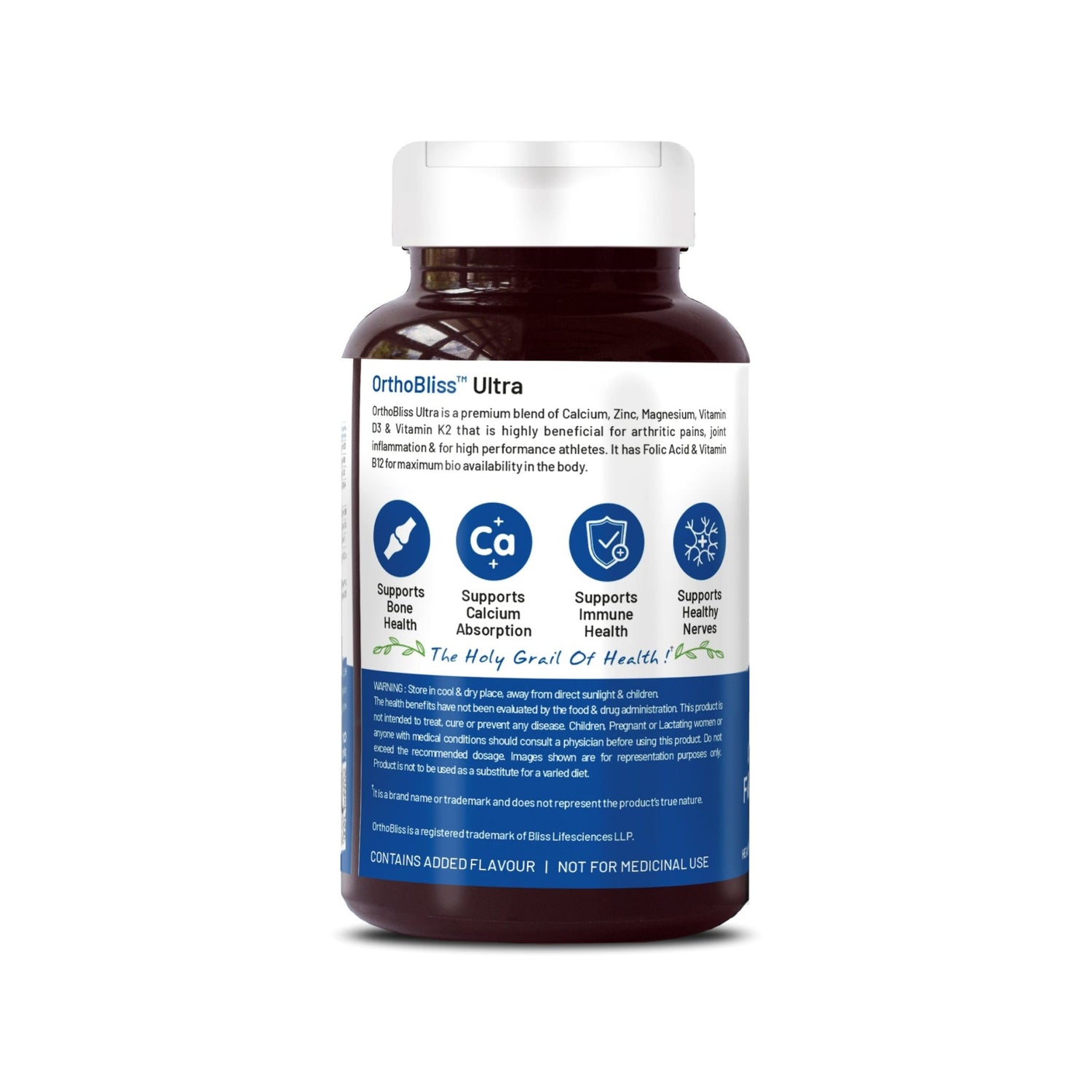 Bliss Welness OrthoBliss Joint care Pain relief tablets | Calcium Magnesium Zinc Vitamin D3 K2 B12 Folic Acid | Bone Strengthening Ayurvedic Health Supplement - 120 Vegetarian Tablets - Bliss Welness