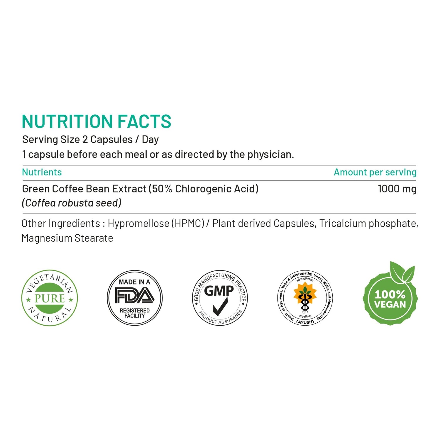 Bliss Welness SlimBliss Pure Weight Management Appetite Control | Green Coffee Bean Extract 50% | Fatty Liver Care Enhance Metabolism Strong Antioxidant Natural Supplement - 60 Vegetarian Capsules - Bliss Welness