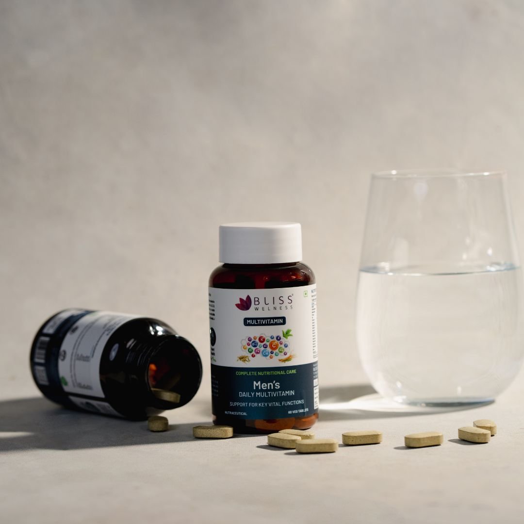 Bliss Welness VitaBliss Men’s Daily Multivitamins & Herbs For Men| With Vitamin A C D E K B | Supports Prostate, Bone, Heart & Mental Health, Maintains Vitality & Male Health - 60 Veg Tablets - Bliss Welness