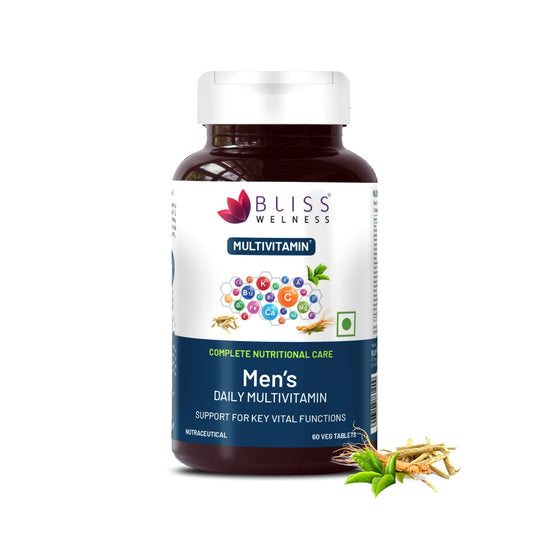 Bliss Welness VitaBliss Men’s Daily Multivitamins & Herbs For Men| With Vitamin A C D E K B | Supports Prostate, Bone, Heart & Mental Health, Maintains Vitality & Male Health - 60 Veg Tablets - Bliss Welness