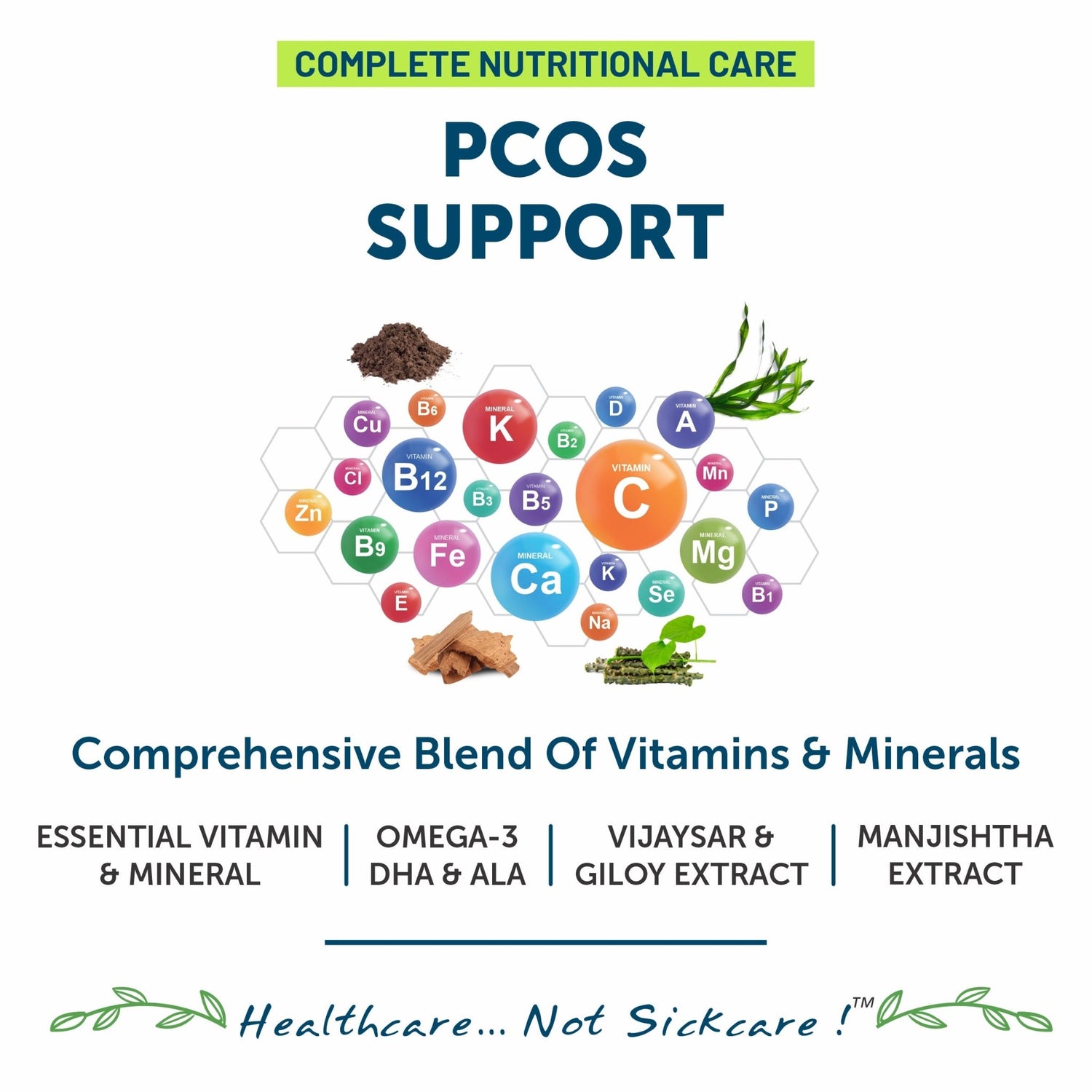 Bliss Welness VitaBliss PCOS Multivitamin & Herbs for Women | With Vitamin A C D E B | Menstruation Regulation,Manages Mood & Hormonal Health - 60 Veg Tablets - Bliss Welness