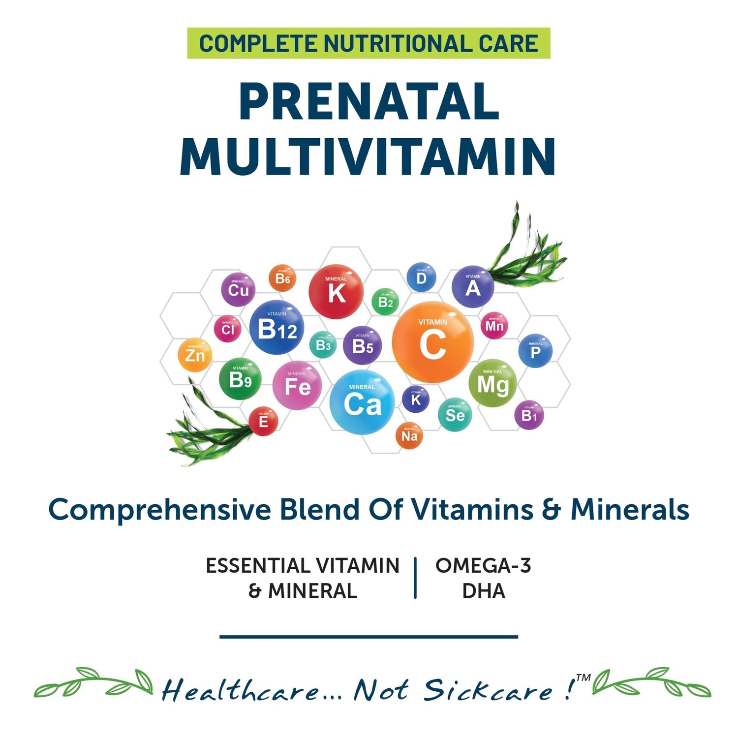 Bliss Welness VitaBliss Prenatal Multivitamins & Herbs for Women | With Vitamin A C D E K B | For Supporting Brain Development , Energy Improvement, Supports Healthy RBC - 60 Veg Tablets - Bliss Welness