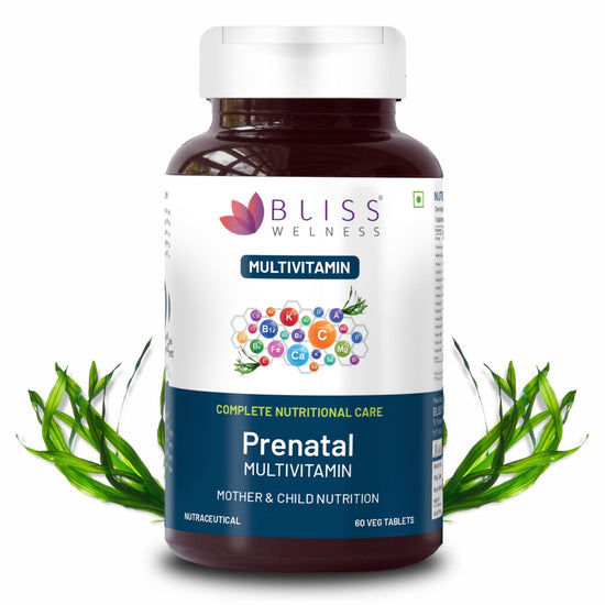 Bliss Welness VitaBliss Prenatal Multivitamins & Herbs for Women | With Vitamin A C D E K B | For Supporting Brain Development , Energy Improvement, Supports Healthy RBC - 60 Veg Tablets - Bliss Welness