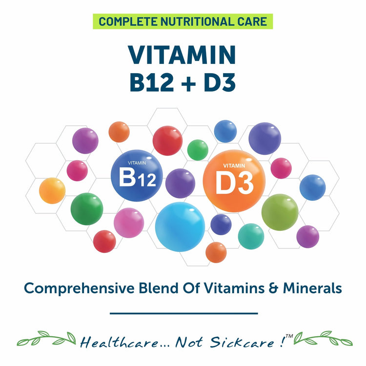 Bliss Welness VitaBliss Vitamin B12 and D3 | For Bone, Immune and Cognitive Health | Complete Nutritional Care Supplement - 60 Tablets - Bliss Welness