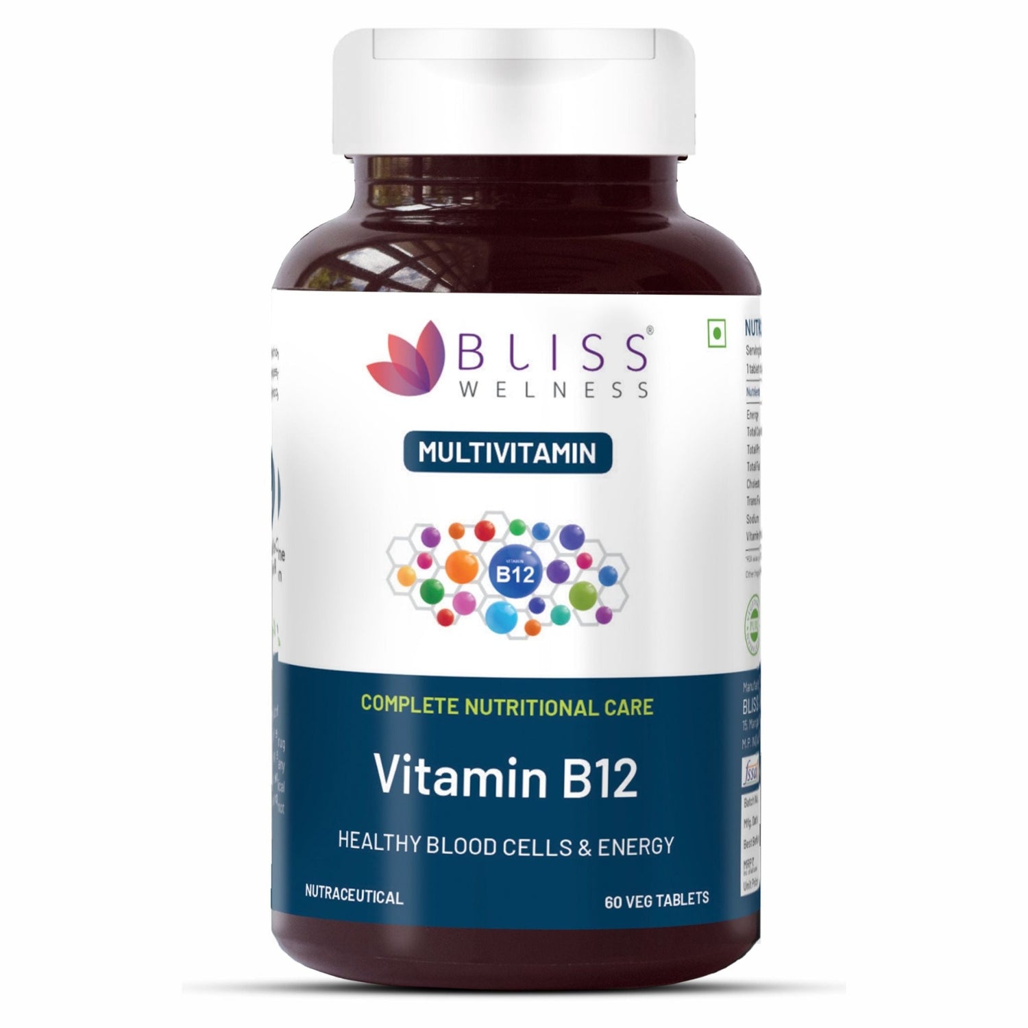 Bliss Welness VitaBliss Vitamin B12 Tablets | For Bone, Immune and Cognitive Health | Overall Health Care Supplement - 60 Tablets - Bliss Welness