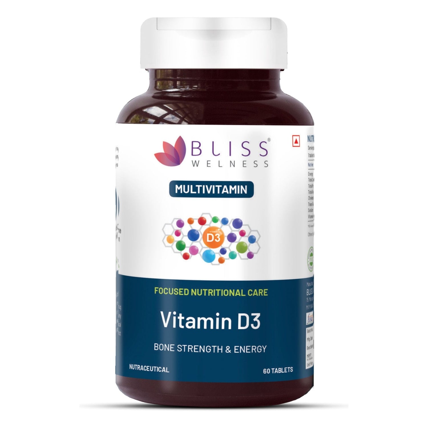 Bliss Welness VitaBliss Vitamin D3 For Healthy Immune System and Bone, Teeth & Heart Health - 60 Tablets - Bliss Welness
