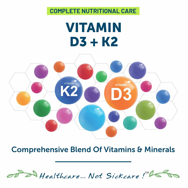 Bliss Welness Vitabliss Vitamin D3+K2 for Better Immune System, Bone, Teeth & Heart Health - 60 Tablets - Bliss Welness