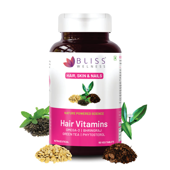 Bliss Welness BeautyBliss Hair Vitamins with Omega-3 + Bhringraj + Green Tea + Phytosterols| For Stronger, Better & Fast Hair Growth- 60 Veg Tabs