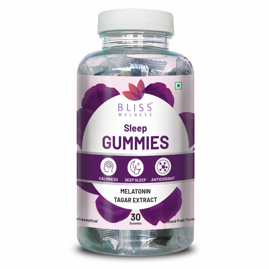 Bliss Welness Sleep Gummies For Better Sleep Cycle | With Melatonin 10 mg | For Men & Woman 30 Veg Gummies (Mixed Fruit Flavor)