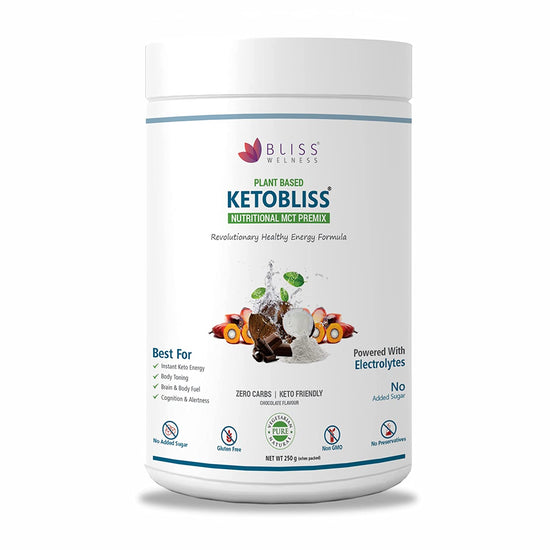 Bliss Welness Keto MCT Oil Powder Premix | Medium Chain Triglycerides C8 C10 & Electrolytes | Zero Carb Instant Energy Ketosis Weight Management