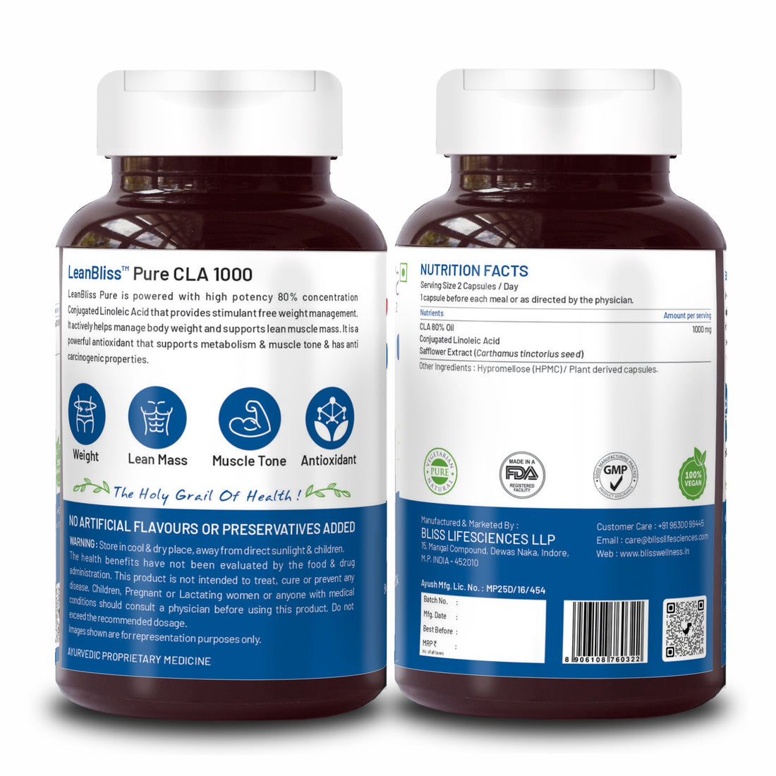 Buy CLA 1000 Weight Loss and Sports Nutrition Supplement 60 Veg Capsules Blisswelness