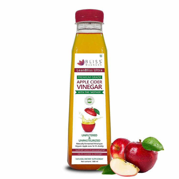 Bliss Welness Weight & Sugar Management | Organic Himalayan Apple Cider Vinegar with Strand of Mother | Raw Natural Unfiltered Unpasteurized - 500 ml