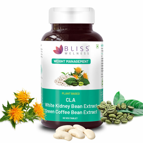 Bliss Welness Slim Bliss Absolute CLA + WKB + GCB Extract 360* Weight Management | 50% (Green Coffee Bean Extract) + White Kidney Bean Extract + CLA | Carb Control | Metabolism Lean Muscle Health Supplement - 60 Vegeterian Tablets